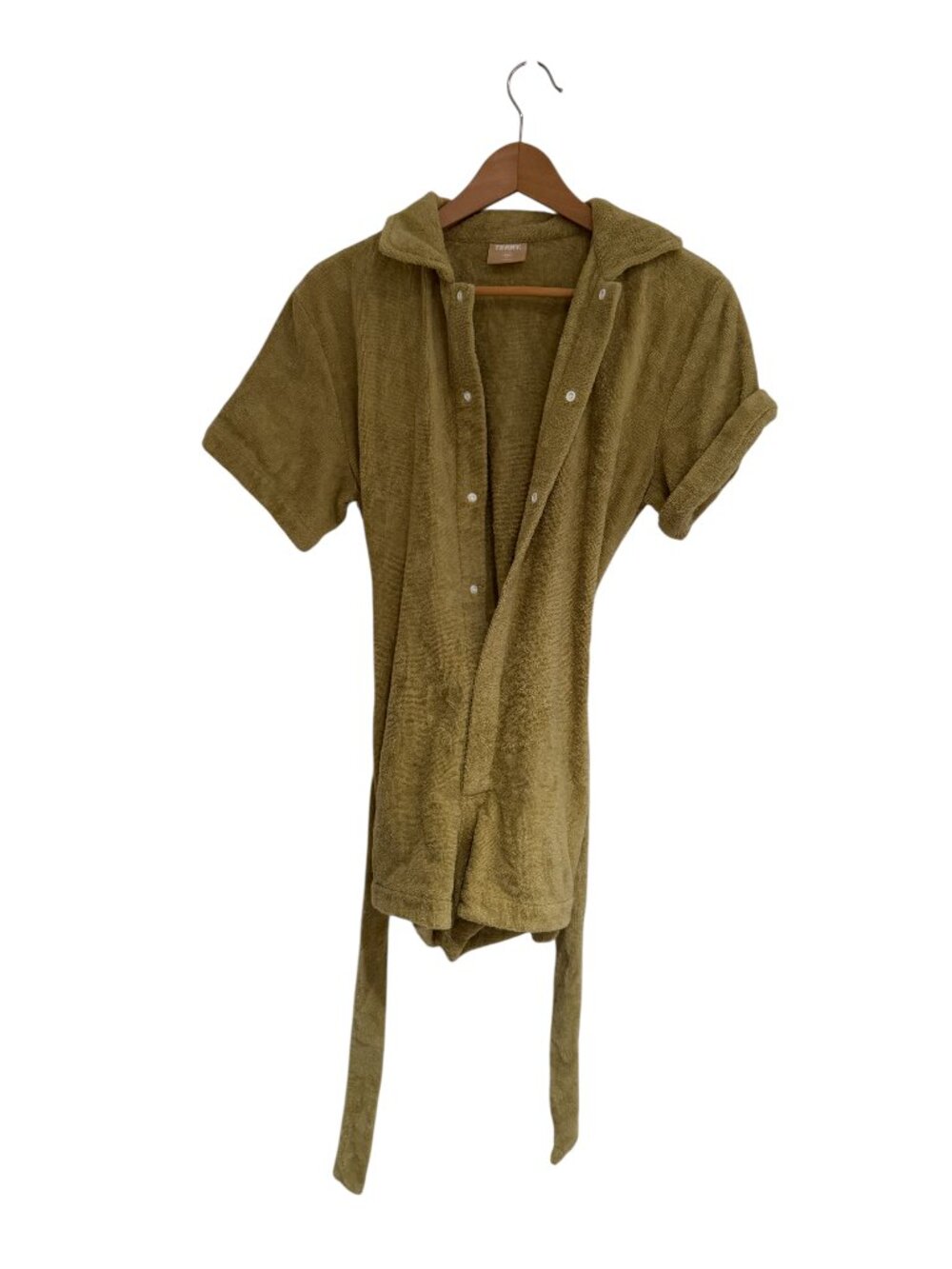 TERRY. olive terry belted romper - XS